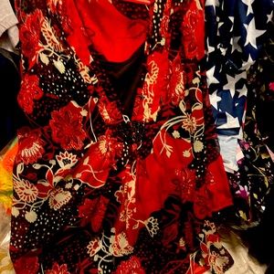 Silky dress shirt with black camisole underneath